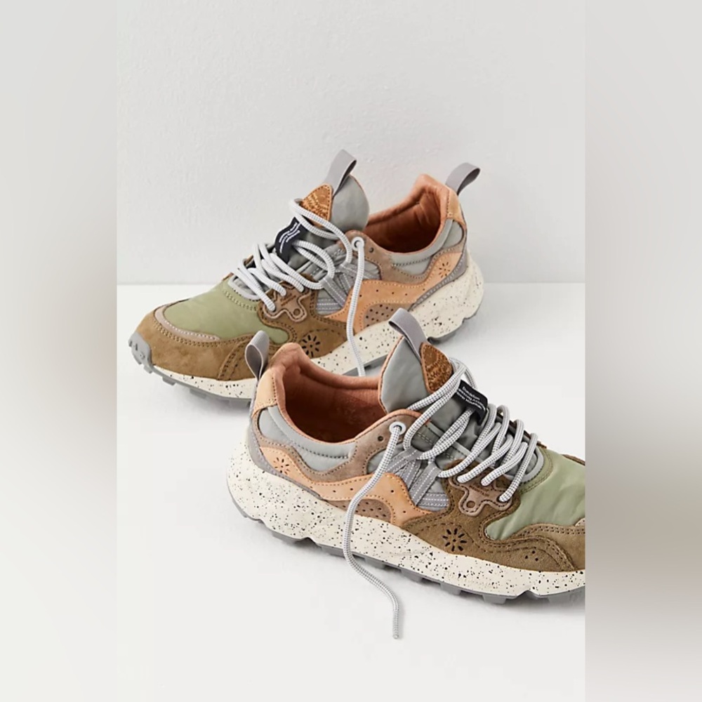 Free People Olive and Tan Sneakers
